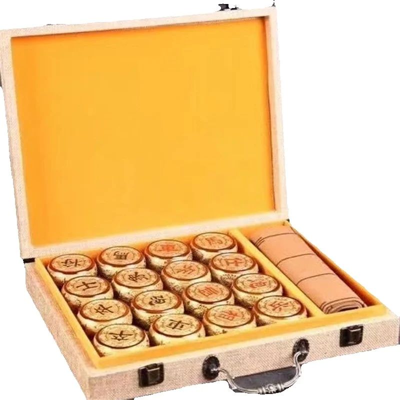 Strategy Board Game - Set Catur Cina Nanmu Emas Ukiran
