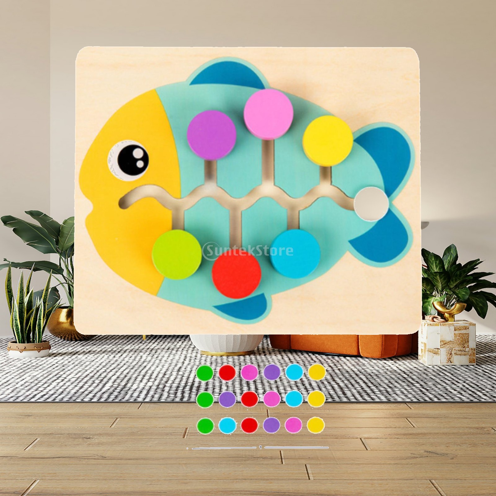 Strategy Board Game - Puzzle Geser Pencocokan Warna Kayu Usia